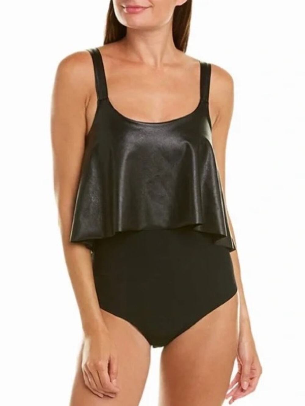 Commando Black Faux-Leather Detail One-Piece M